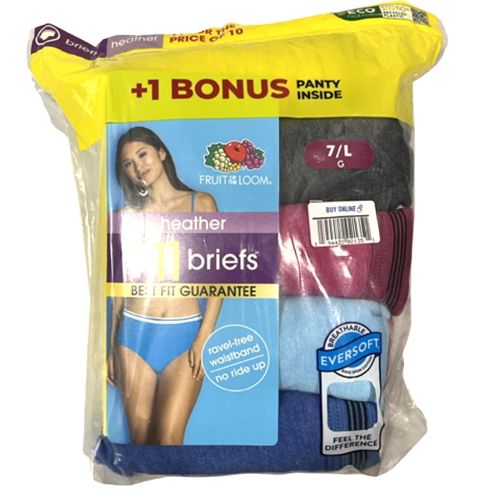 Fruit of the Loom Heather 11 Cotton Briefs NWT - L (12-14)